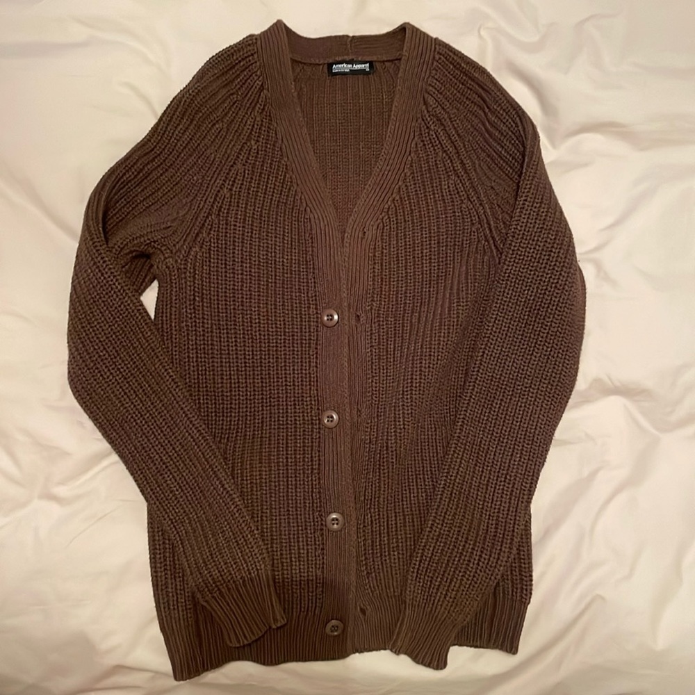 American Apparel Brown Thick Ribbed Cardigan